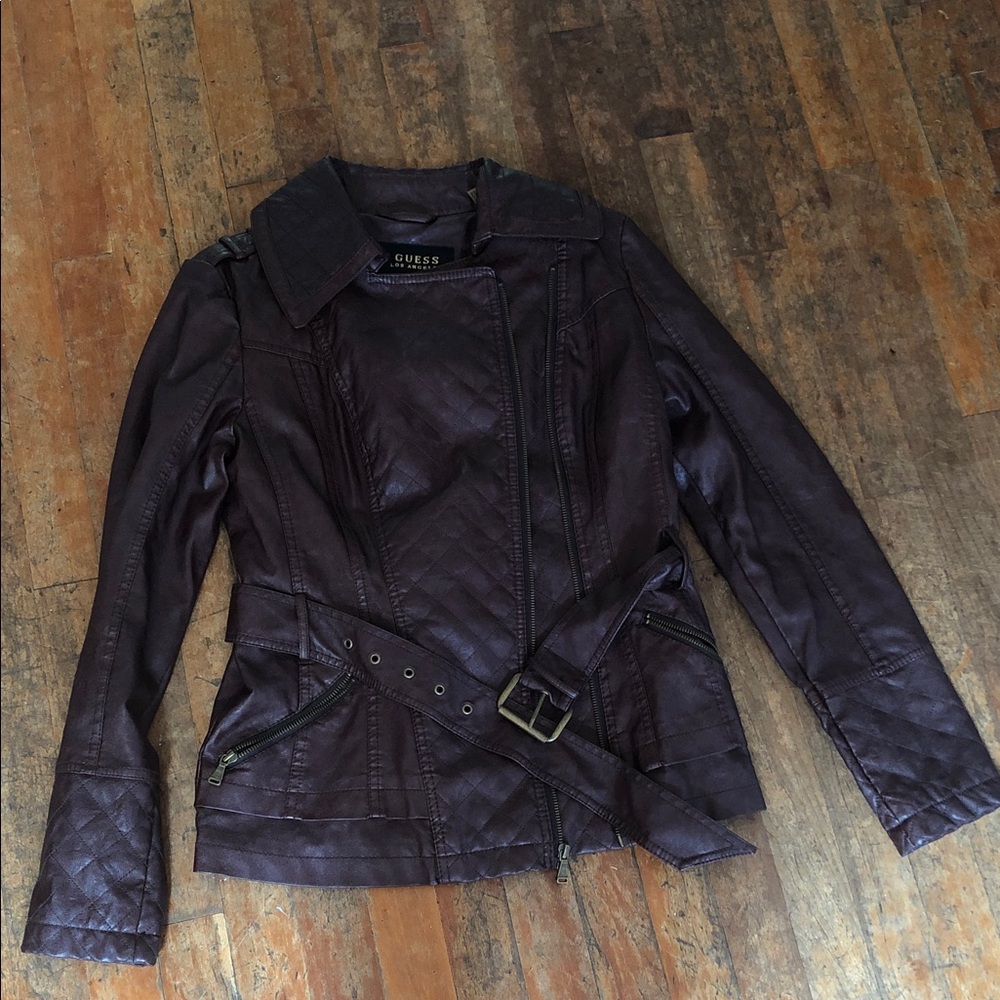 Vintage GUESS chocolate brown Jacket with Belt size medium